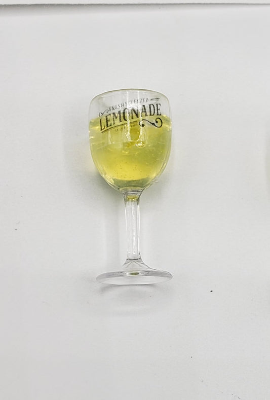 Chef Ginas Mini Food fashion doll size lemonade in a clear miniature wine glass with printed label
