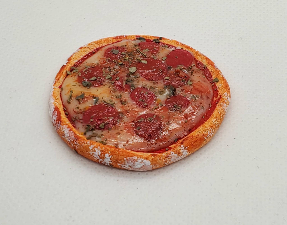 Miniature pepperoni pizza doll accessory from Chef Gina's Mini Food miniature pizza Fashion doll food