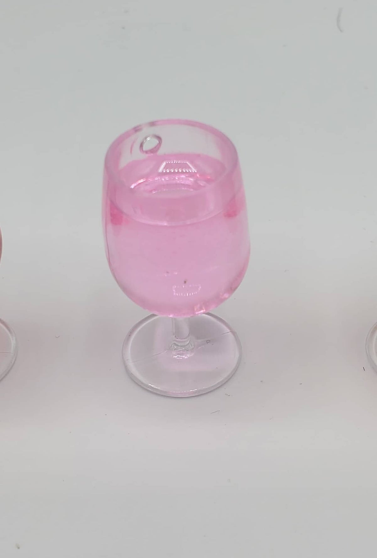 Chef Gina's Mini Food pink wine for 1:4th scale miniature glass with pink liquid inside
