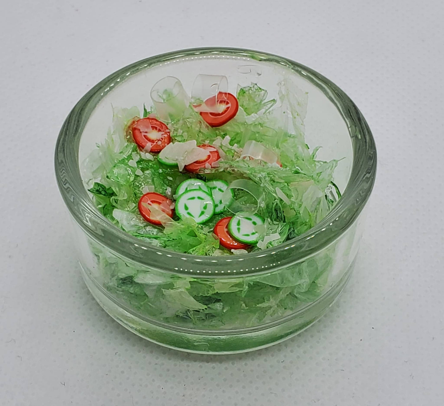 Salad for Fashion Dolls miniature bowl with lettuce tomato and cucumber from Chef Gina's Mini Food