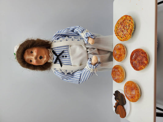 Chef Gina's Mini Food Doll with baked goods display on table, featuring mini pies and cookies
