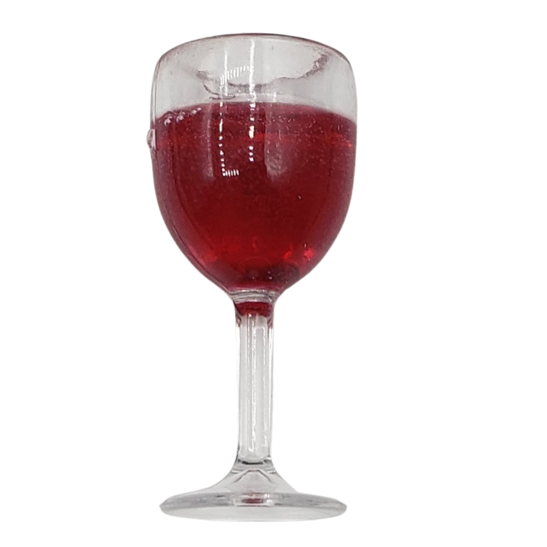 Chef Gina's 1:6 scale wine glass for dolls filled with realistic red wine miniature accessory