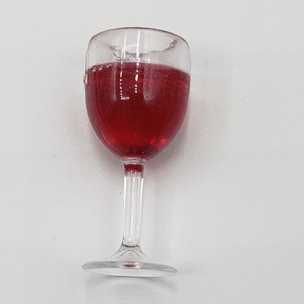 Chef Gina's Mini Food 1:6 scale wine glass for dolls with red liquid inside for realistic doll accessories