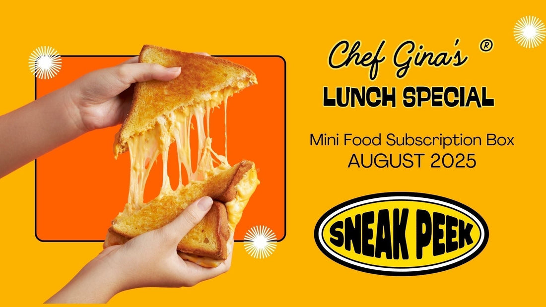 Cheese pull from grilled sandwich showcasing August 2025 mini food subscription box lunch special