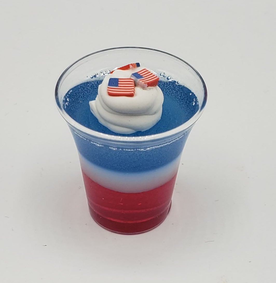 red, white and blue jello with flags