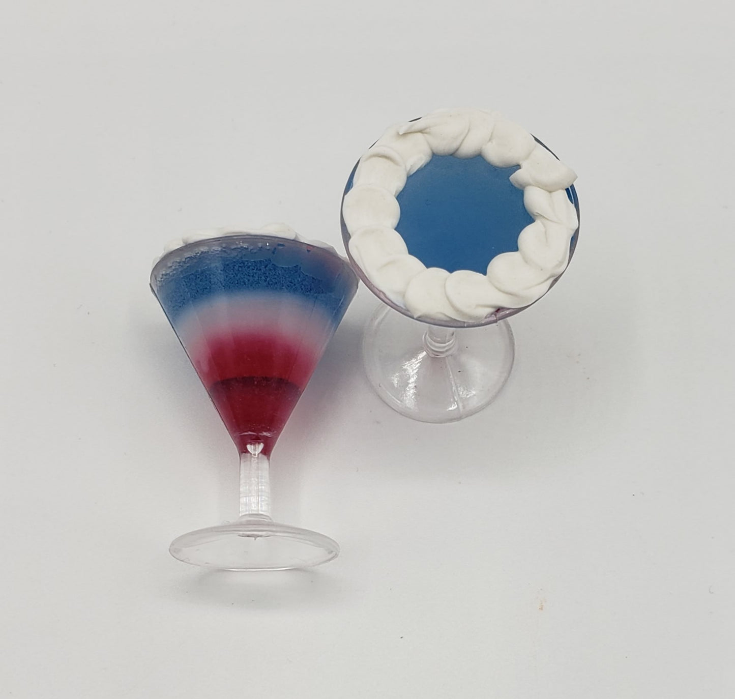 red, white and blue martini jello