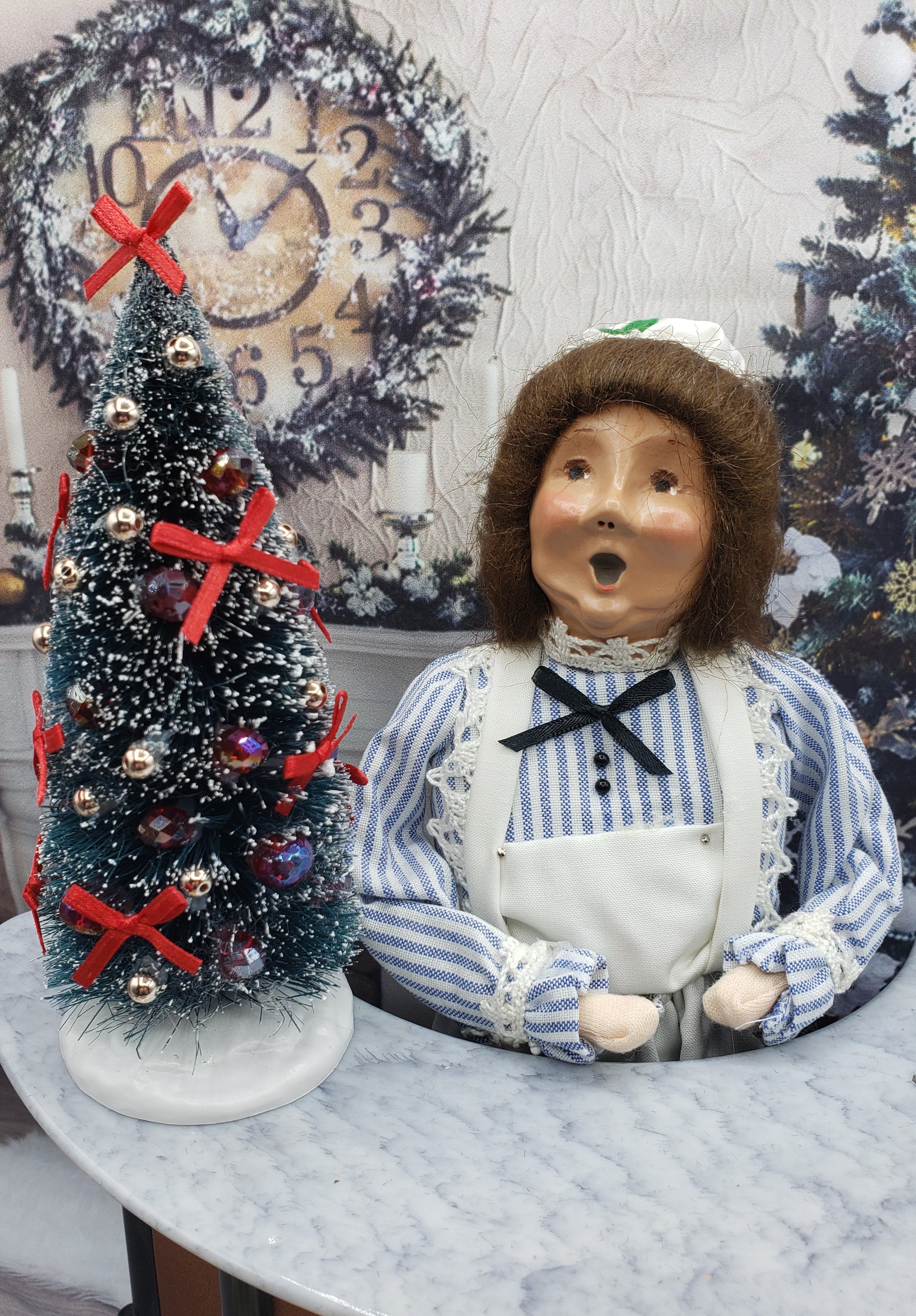 Byers' Choice doll with Christmas Tree