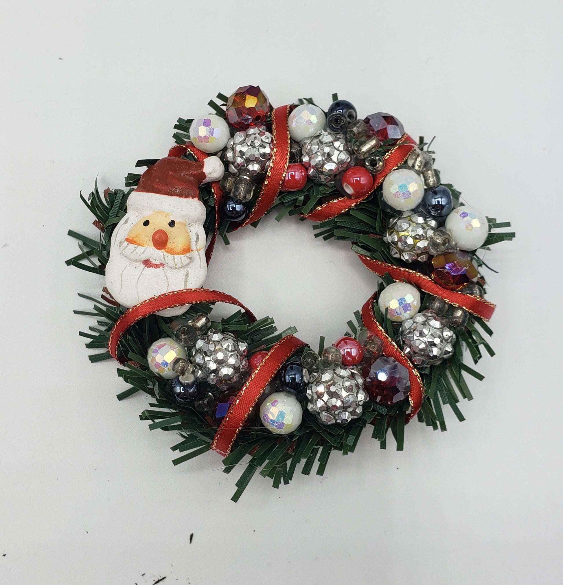 Wreath #2 with silver beads and santa head