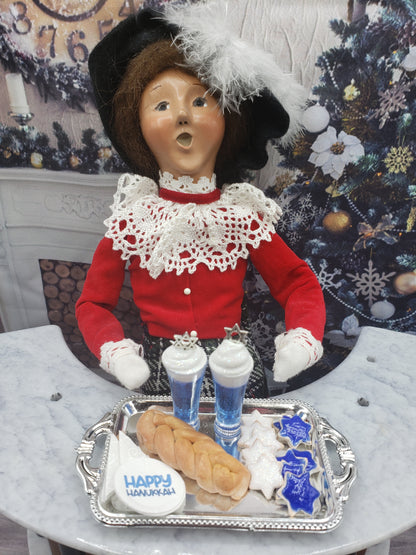 byers' choice doll with platter