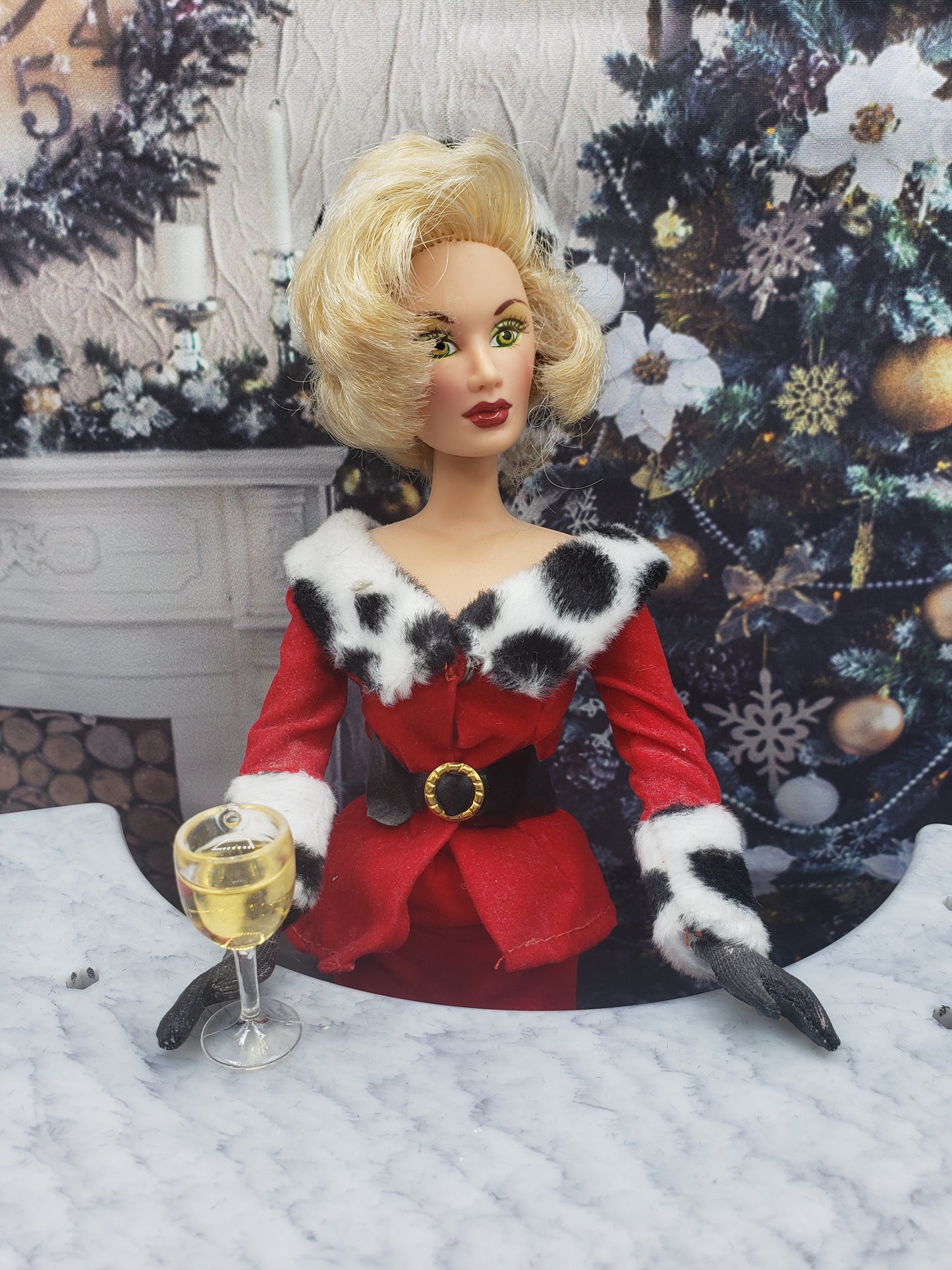 barbie with white wine
