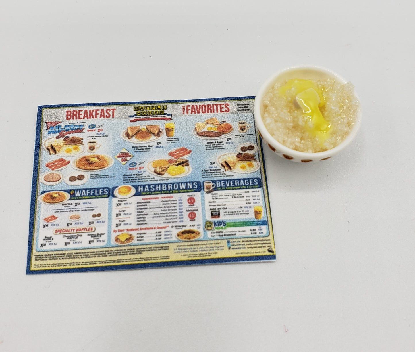 grits for barbie size dolls with a waffle house menu