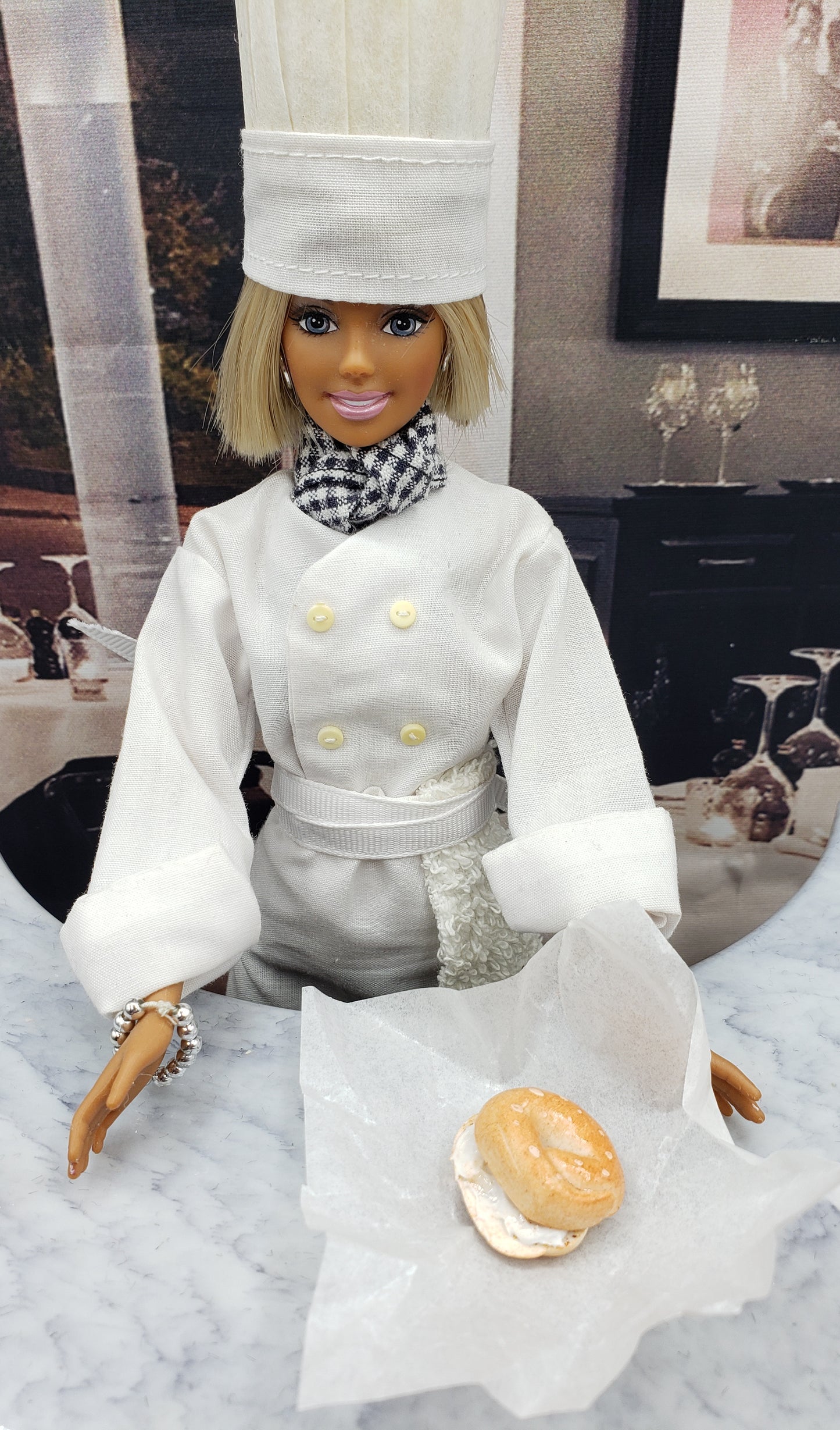 Barbie with Sesame Bagel and Cream Cheese