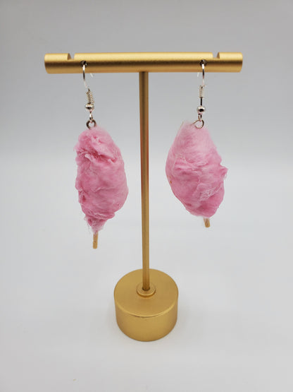 Pink cotton candy earrings with out bow