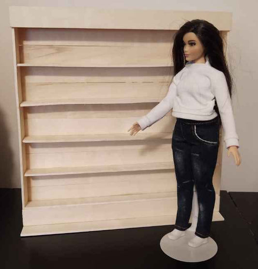 Unfinished bookcase shelf for Barbie Sized Dolls - doll not included