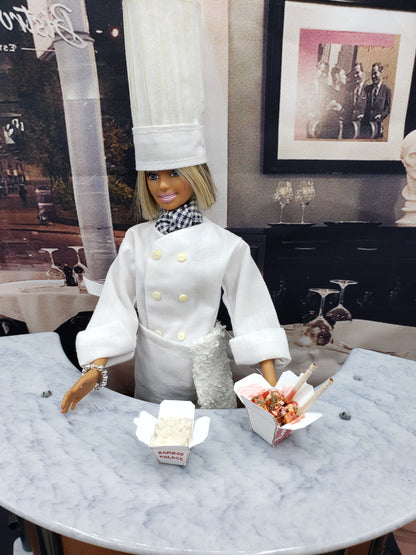 One Sixth Scale Chinese Takeout with chef figure at a stylish restaurant setting