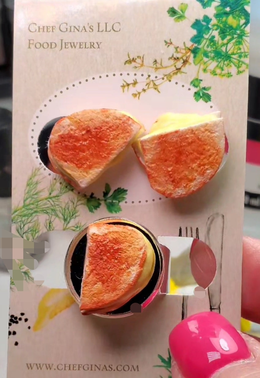 Grilled Cheese Earrings and Ring