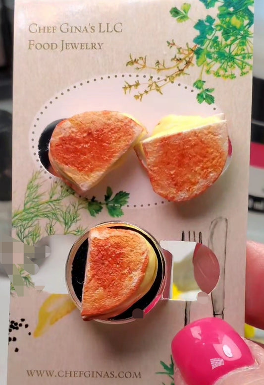 Grilled Cheese Earrings and Ring