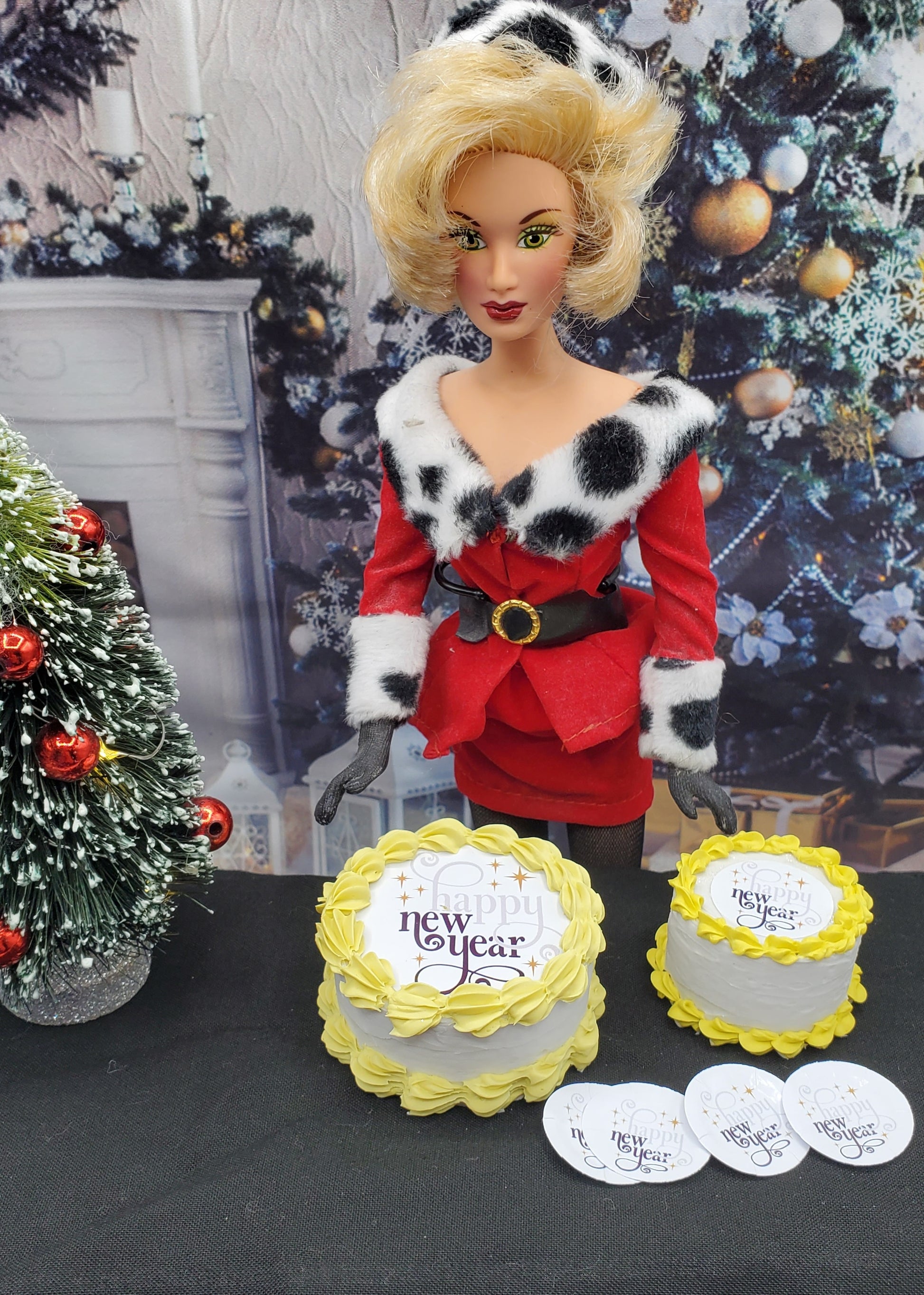 Barbie with Happy New Years Cakes