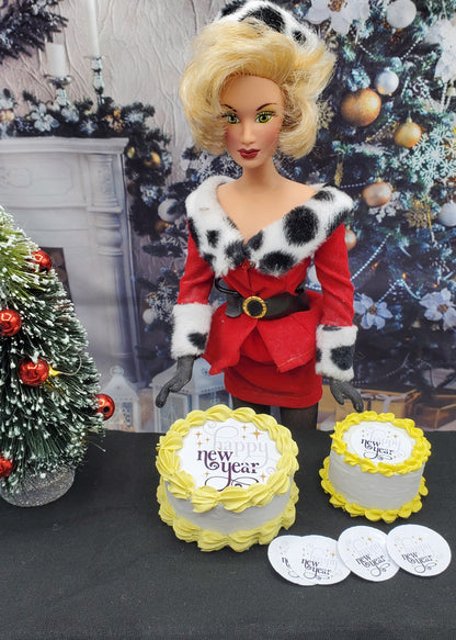Barbie with Happy New Years Cakes