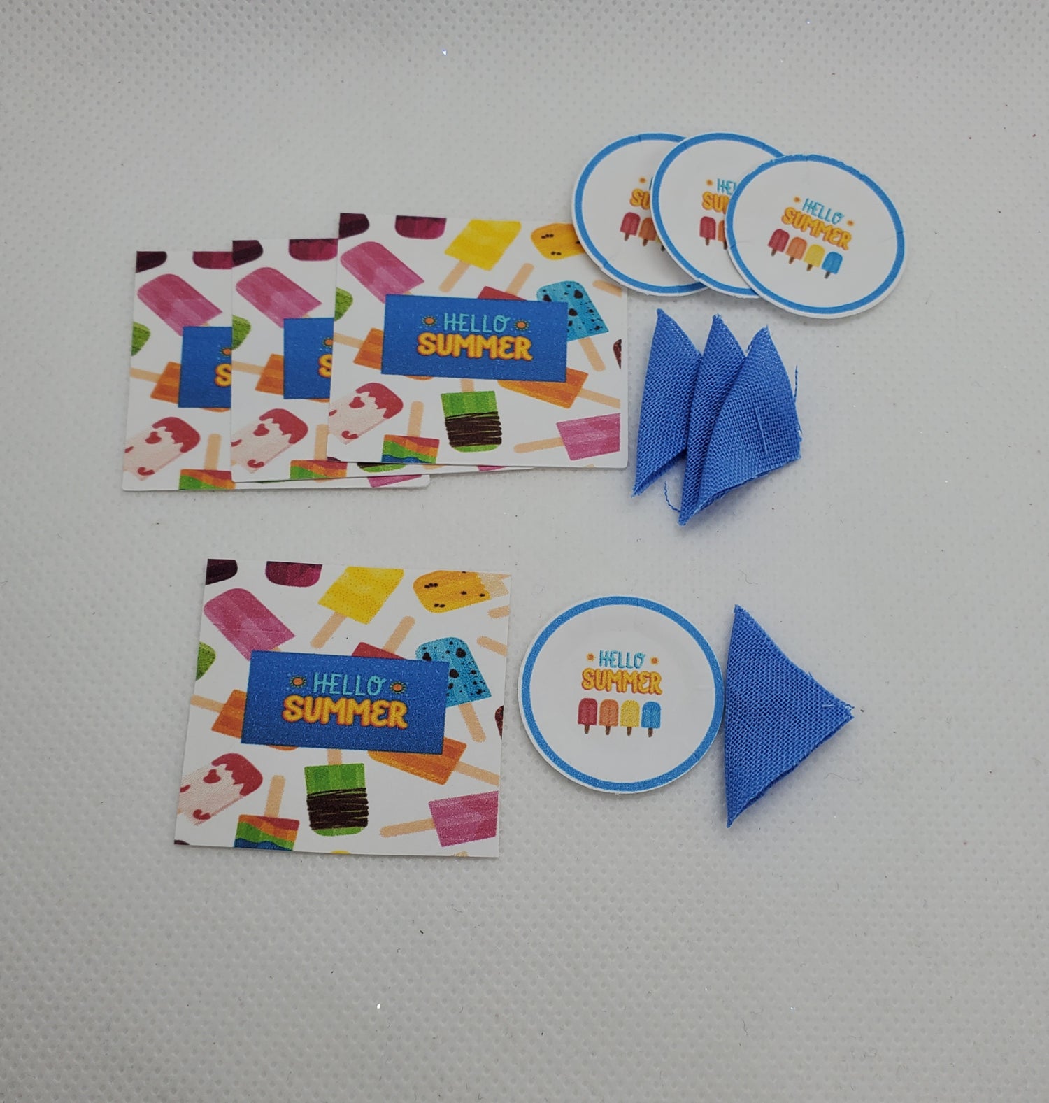 Chef Gina's Mini Food Summer Doll Party Supplies with colorful tags and fabric accents