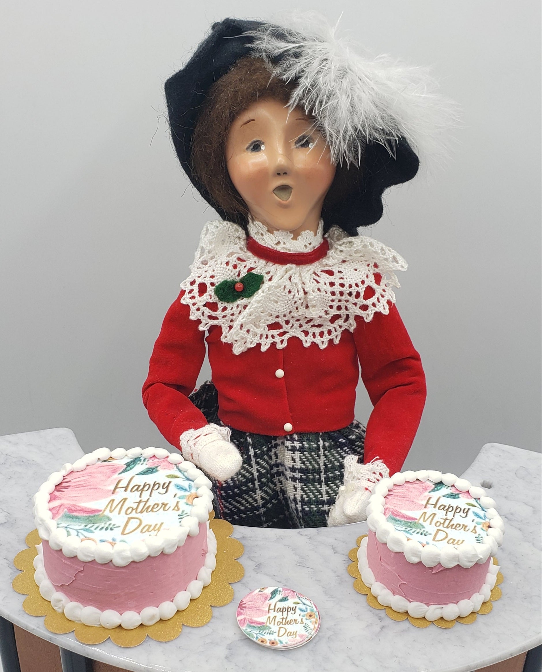 Byers' Choice Doll and Mother's Day Cakes