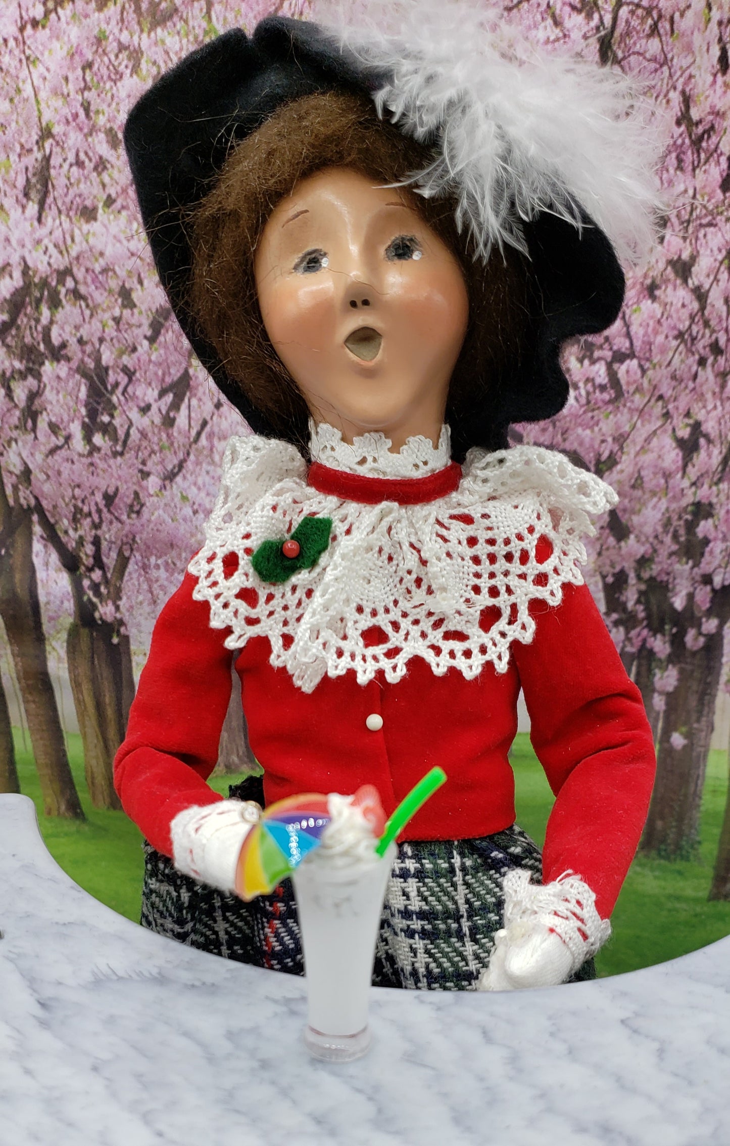 Byer's Choice Doll with umbrella drink