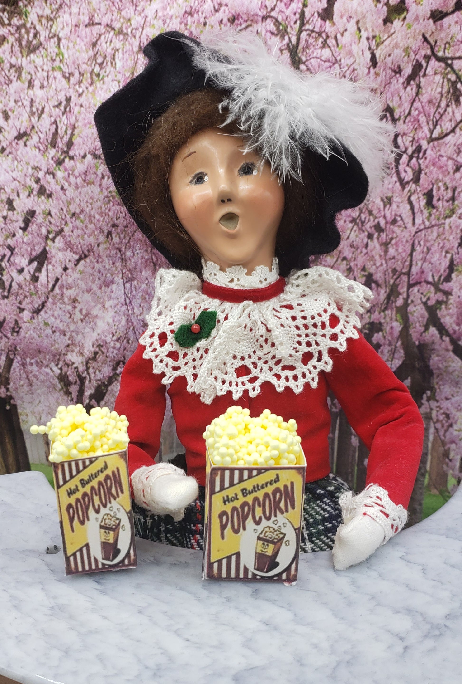 Byers choice carolers with popcorn
