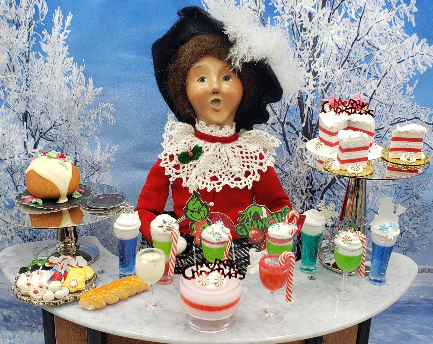 byer's choice doll with old man winter drink