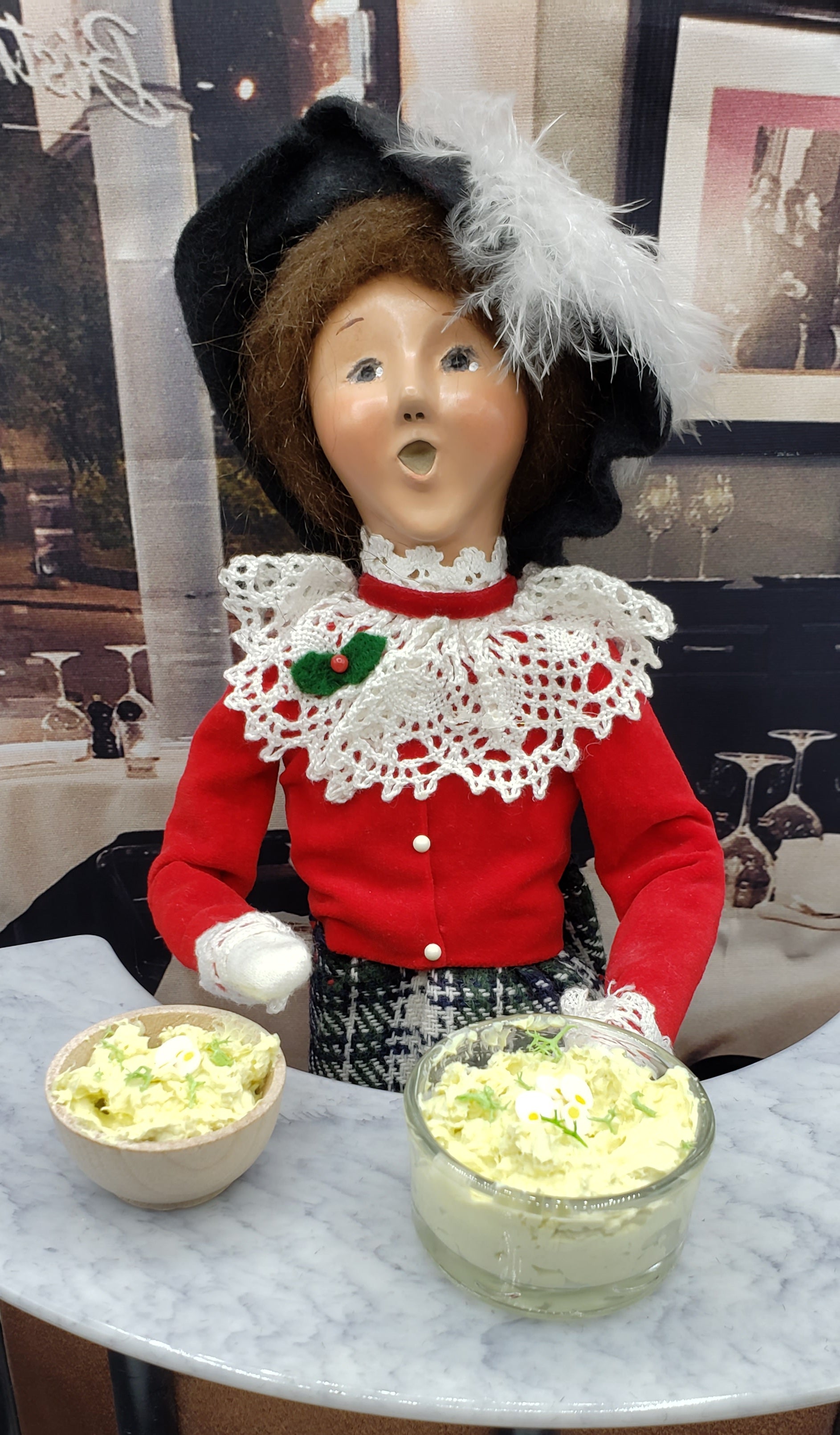 Byers choice doll with potatoe salad