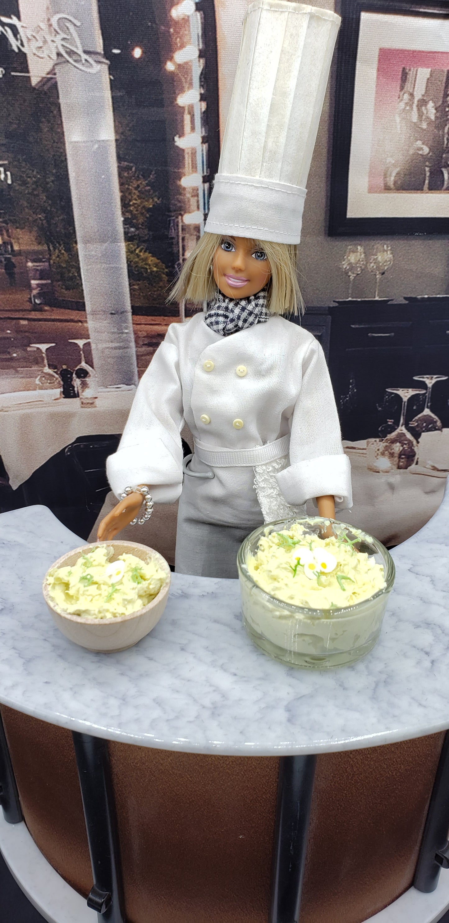 Barbie doll with potato salad