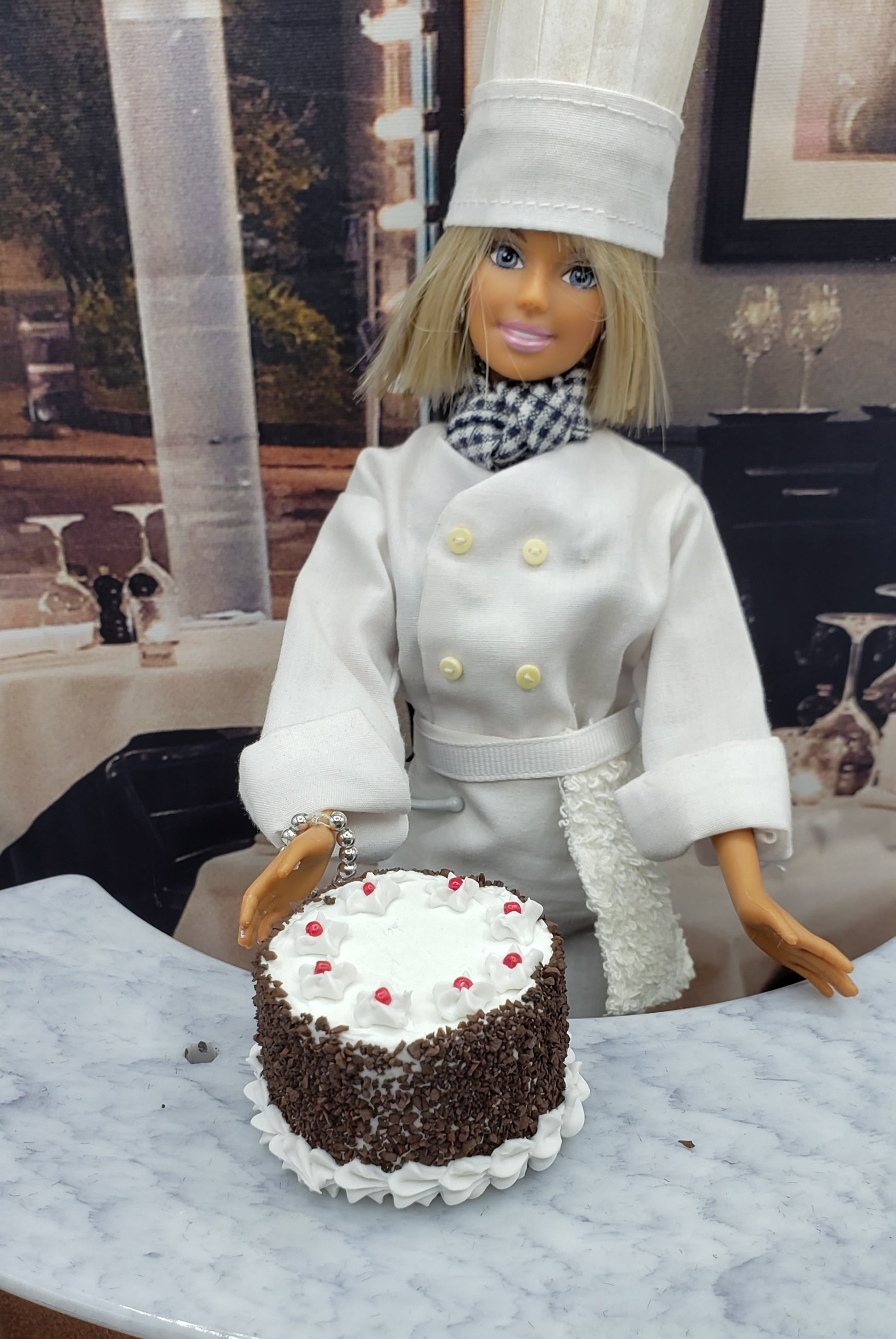 Barbie with 1.5 inch black forest cake