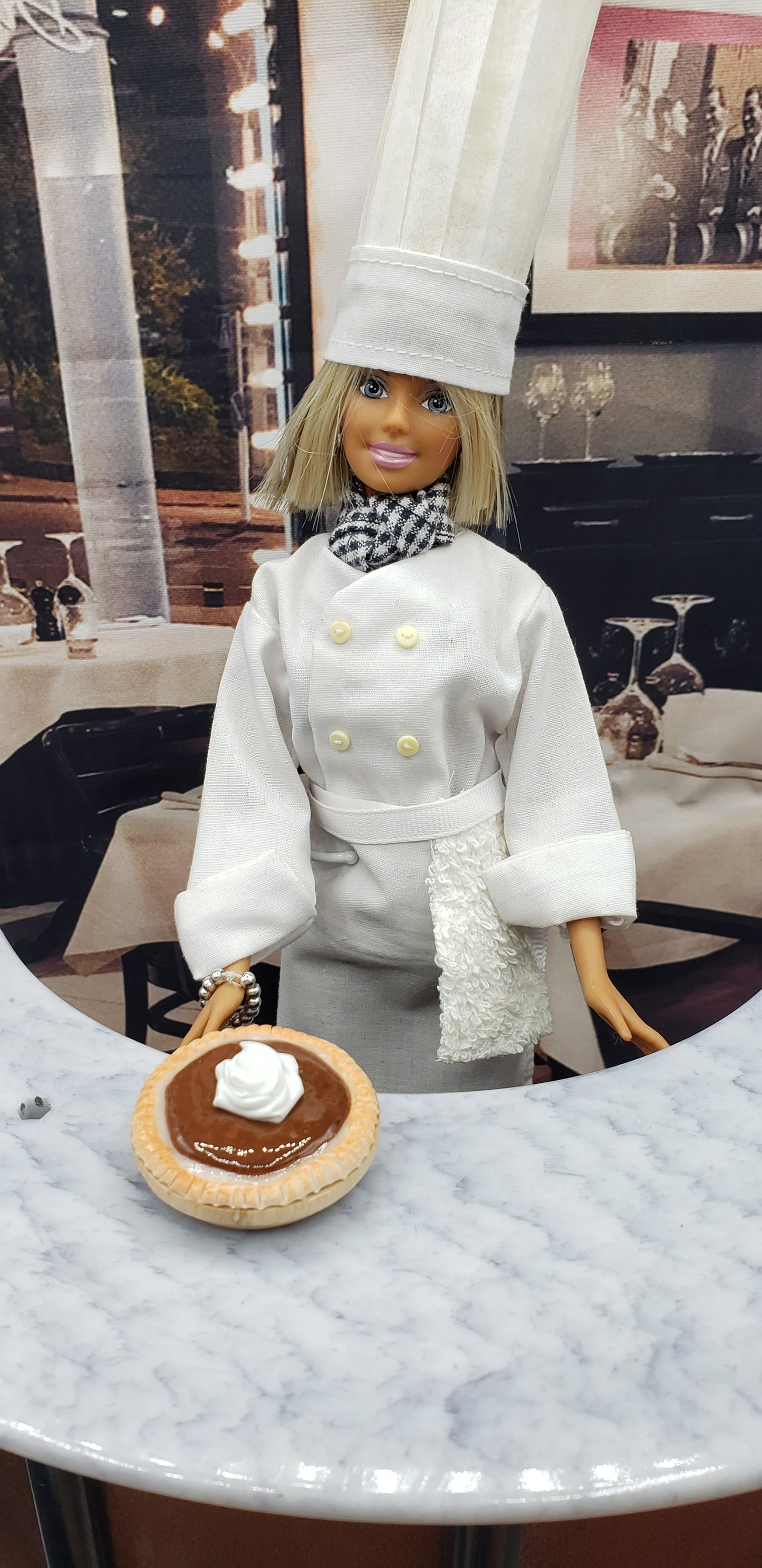 Barbie doll with a classic boston creme pie