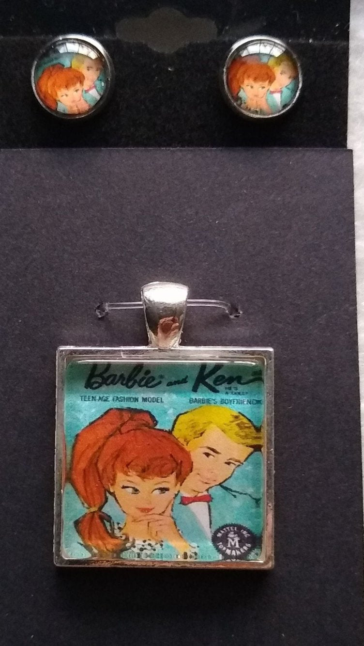 Barbie and Ken necklace set with 10mm Earrings