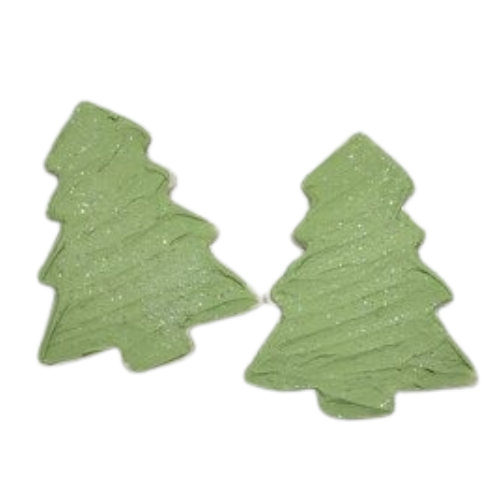 Life size fake cookies shaped like green Christmas trees, perfect for holiday decor